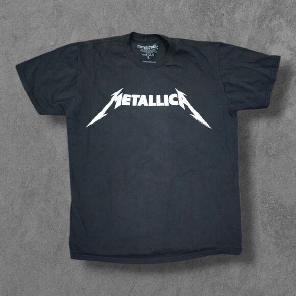 Retro Metallica Rock Band Crewneck Spell Out Logo Shirt Large - Picture 1 of 4